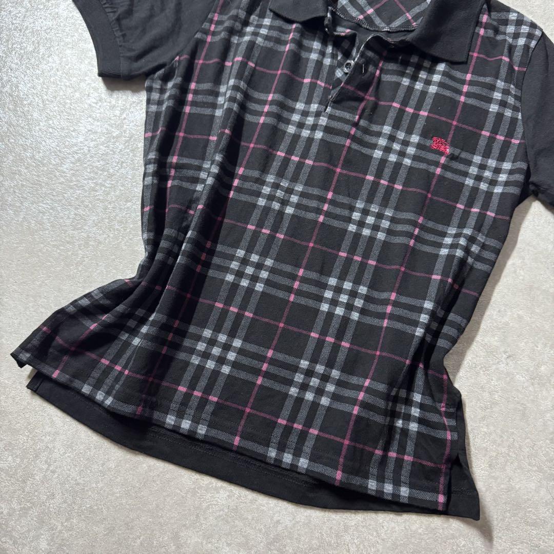 00s BURBERRY バーバリー ポロシャツ チェック ブラック y2k