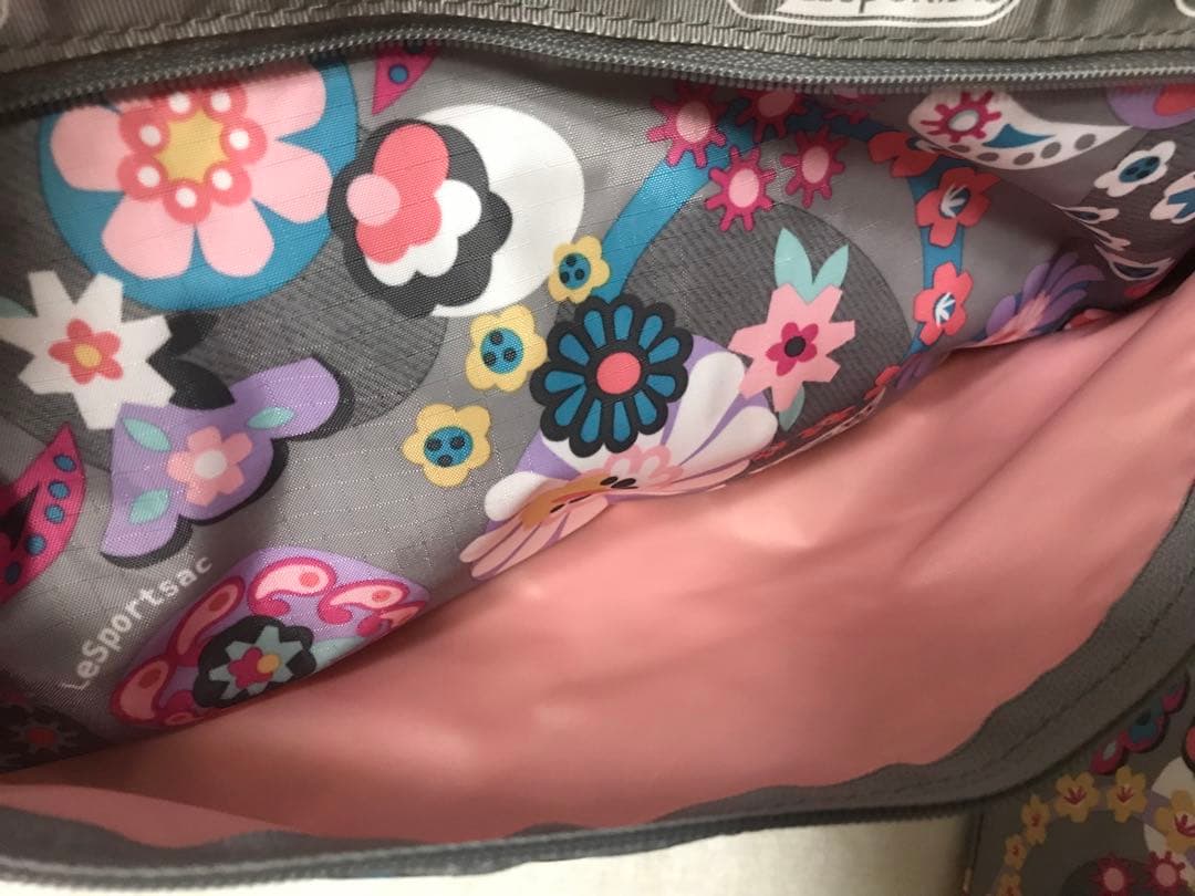 未使用レスポートサック花柄ボストンクロスショルダーバッグ鞄ミニポーチグレーピンク