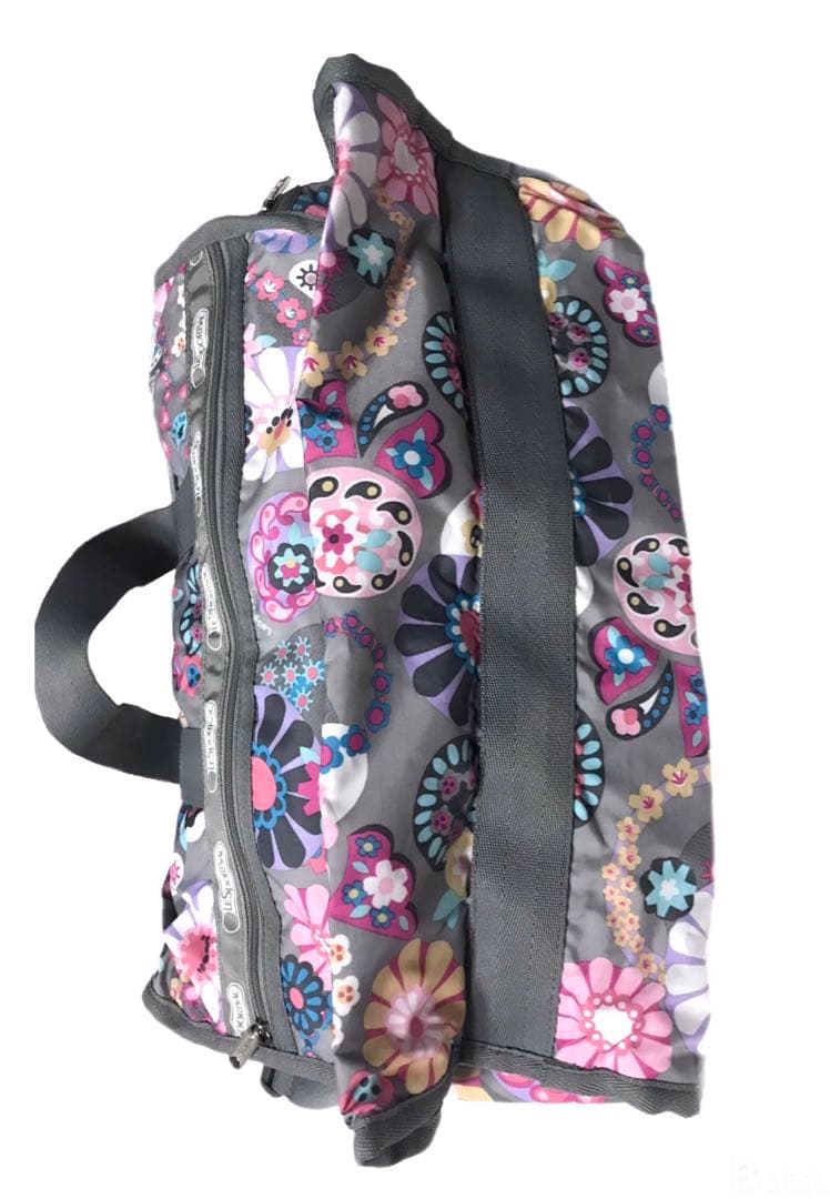 未使用レスポートサック花柄ボストンクロスショルダーバッグ鞄ミニポーチグレーピンク