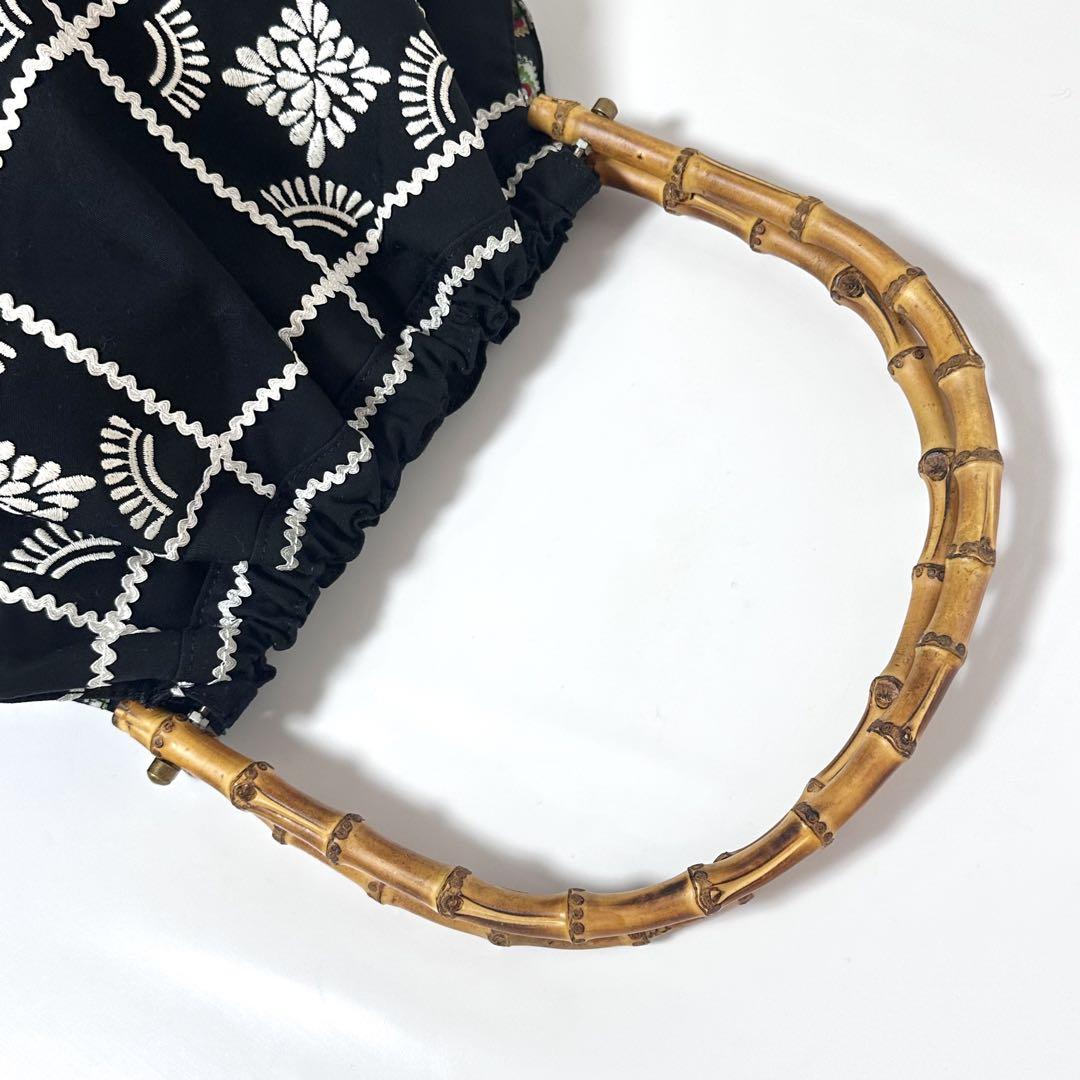 美品】ANNA SUI トートバッグ グラニーバッグ バンブー 刺繍