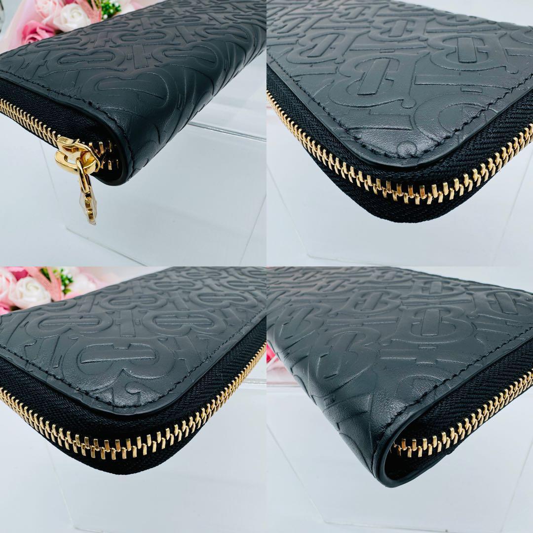 美品 BURBERRY TBロゴ 長財布 ラウンドジップ ブラック 302