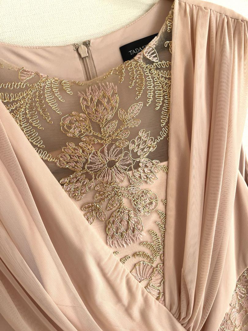 TADASHI SHOJI 新品 シャーフローラル刺繍レース付マキシワンピース TADASHI SHOJI 新品 シャーフローラル刺繍レース付マキシワンピース