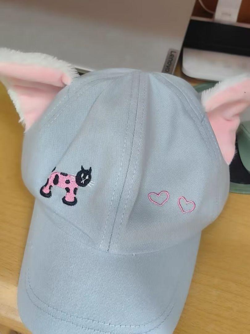 猫耳付きキャップ グレー