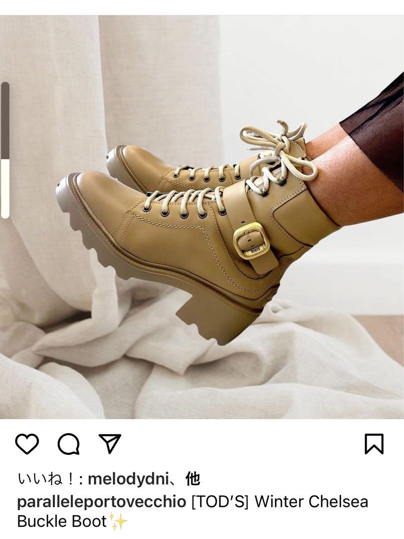 大幅値下！新品 TOD'S トッズ レザー バックル付 レースアップブーツ 35