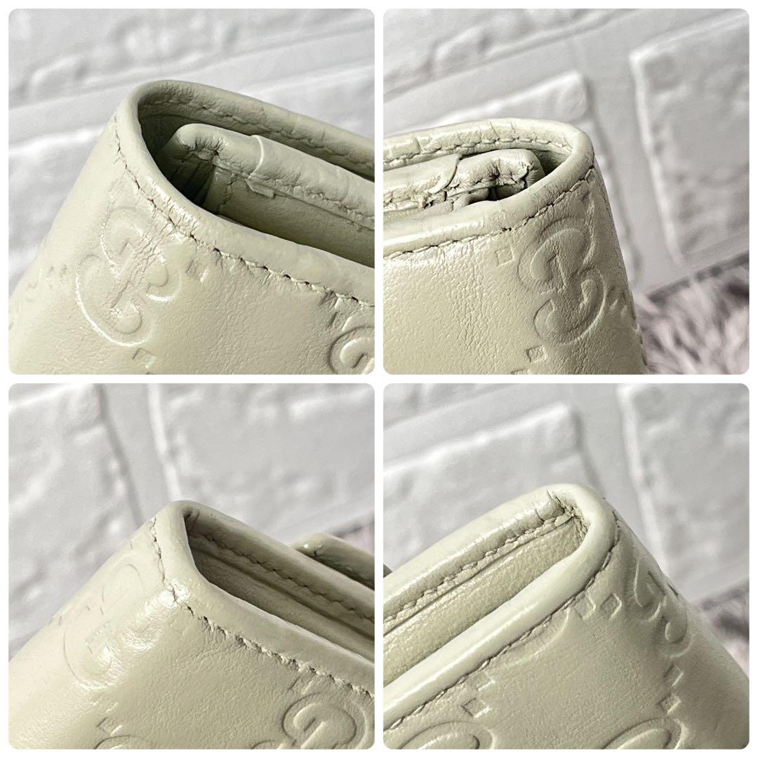 考慮 GUCCI✨長財布 ゴールドロゴ ラブリーハート シマ ホワイト