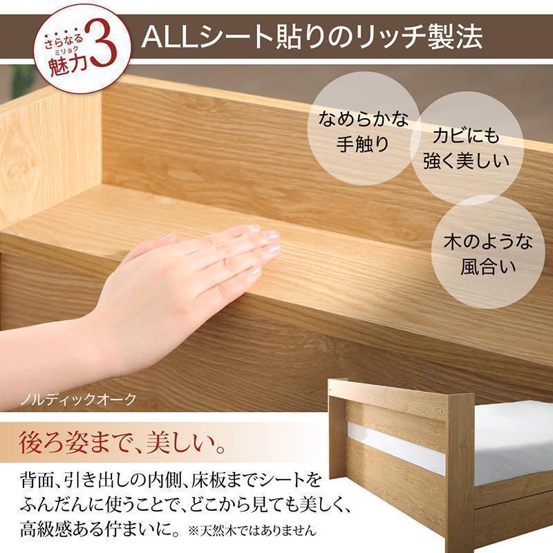 【mm】ダブルベッド 収納 棚 2口コンセント マットレス付W