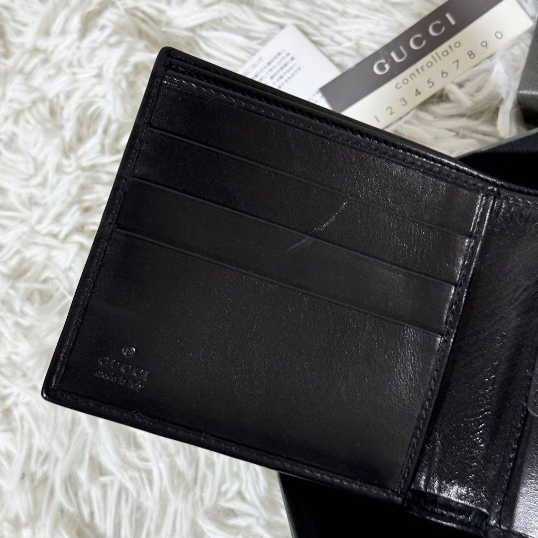 新品未使用✨GUCCI グッチ　二つ折り財布　メタルロゴ　ブラック　レザー