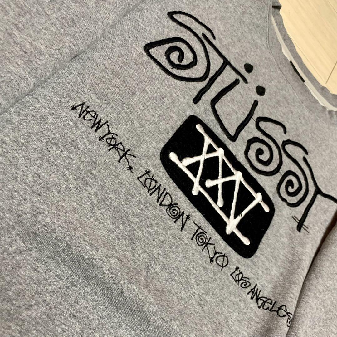 【美品】STUSSYスウェットトレーナー Lサイズ グレー