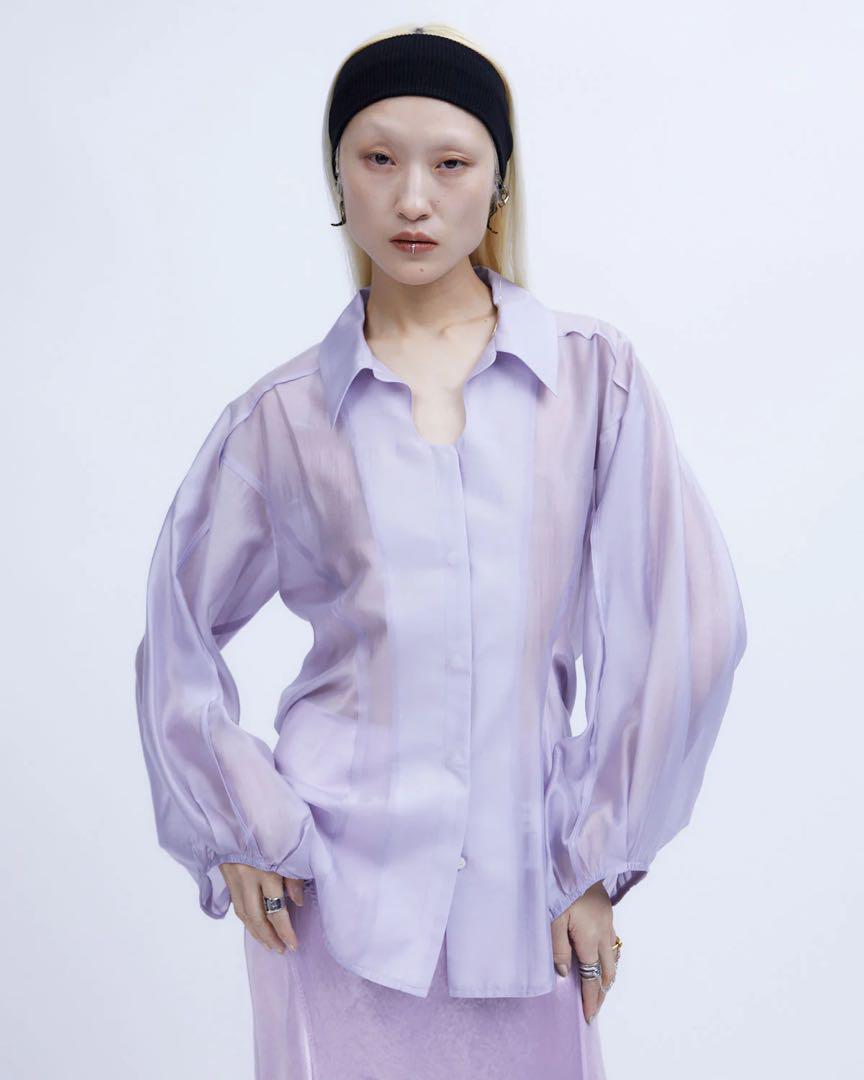 SHEER VOLUME SLEEVE SHIRT LAVENDER