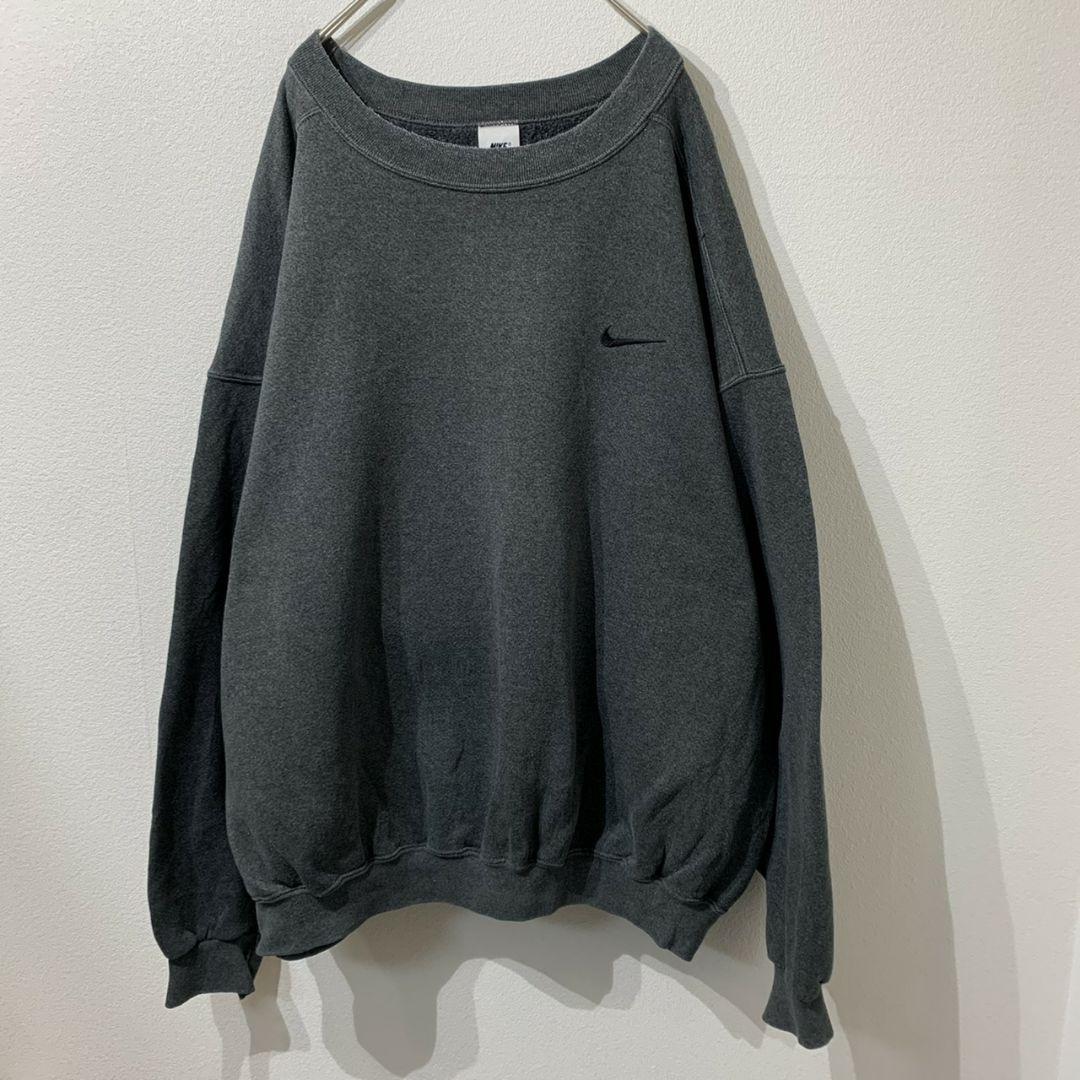 希少カラー NIKE ワンポイント 黒刺繍ロゴスウェット 0hmOF-m88393445460 90s 銀タグ お得超激安