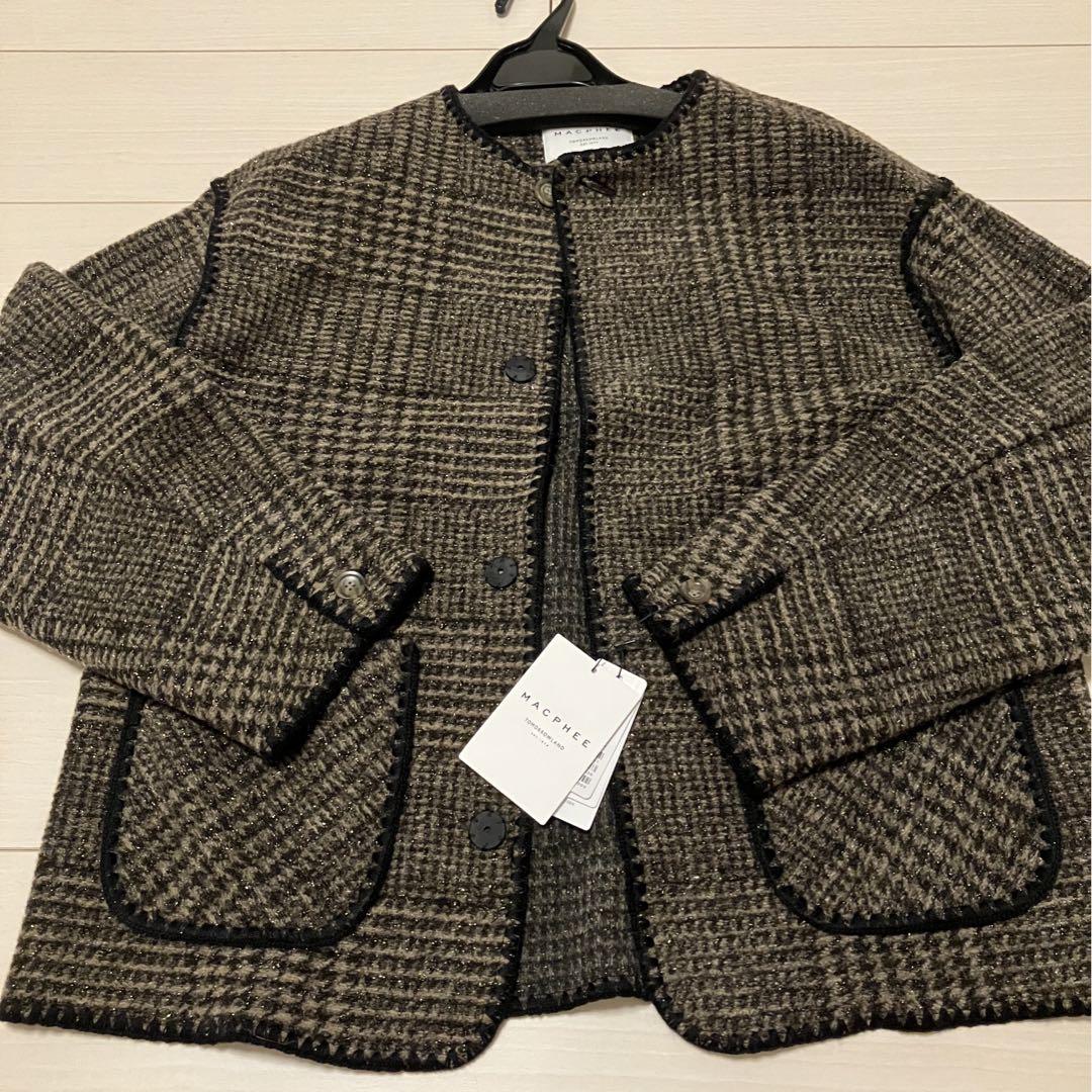 macphee チェックスパーク クルーネックジャケット