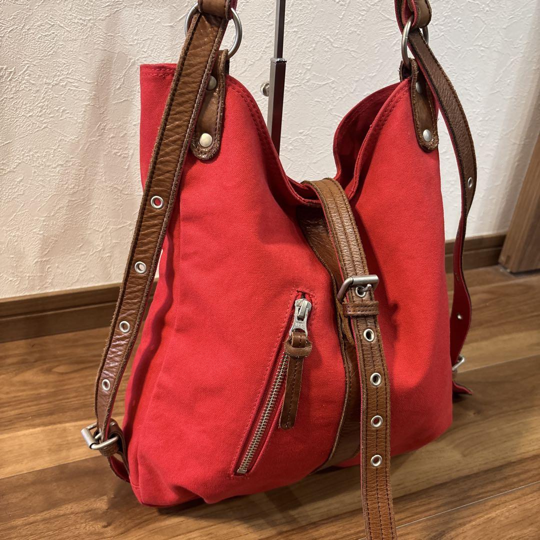 【美品】buggy port バギーポート キャンパス×レザー 2way バッグ