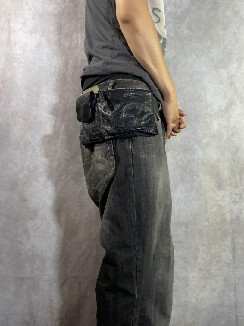 バッグ 2000s leather belt waist bag