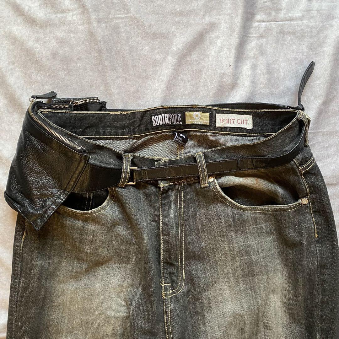 バッグ 2000s leather belt waist bag