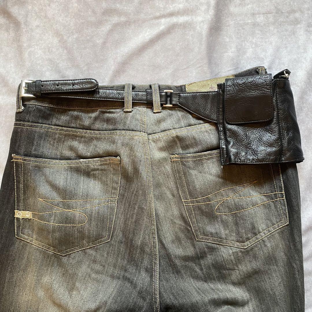 バッグ 2000s leather belt waist bag