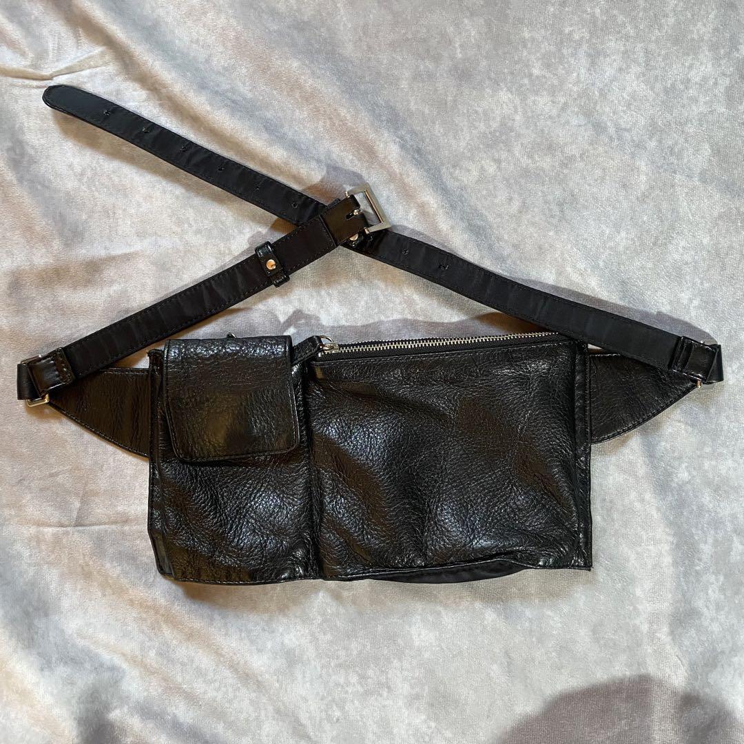 バッグ 2000s leather belt waist bag