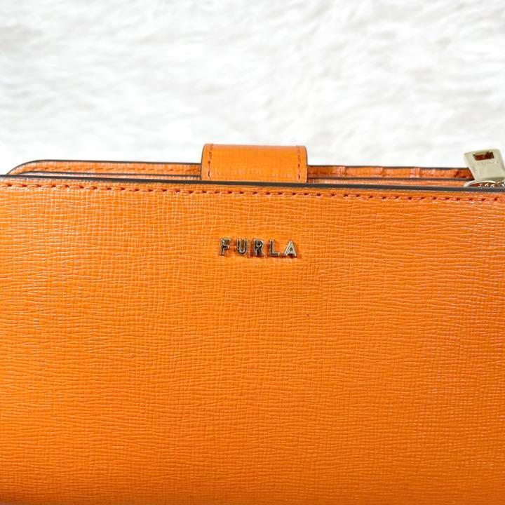 正規品大人気 美品 FURLA フルラ 二つ折り財布 オレンジ コンパクトウォレット TzeJy-m88405927594 好評特価