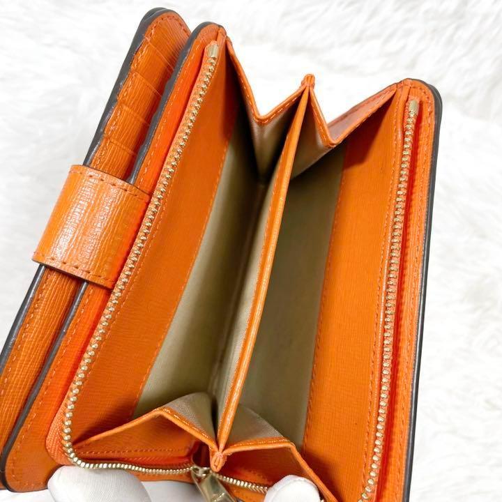 正規品大人気 美品 FURLA フルラ 二つ折り財布 オレンジ コンパクトウォレット TzeJy-m88405927594 好評特価