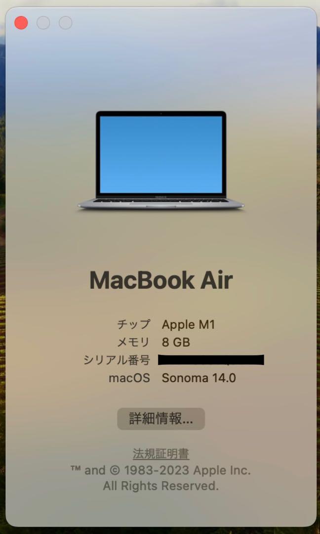 美品❗️MacBook Air 2020 M1チップ 512GB グレイ
