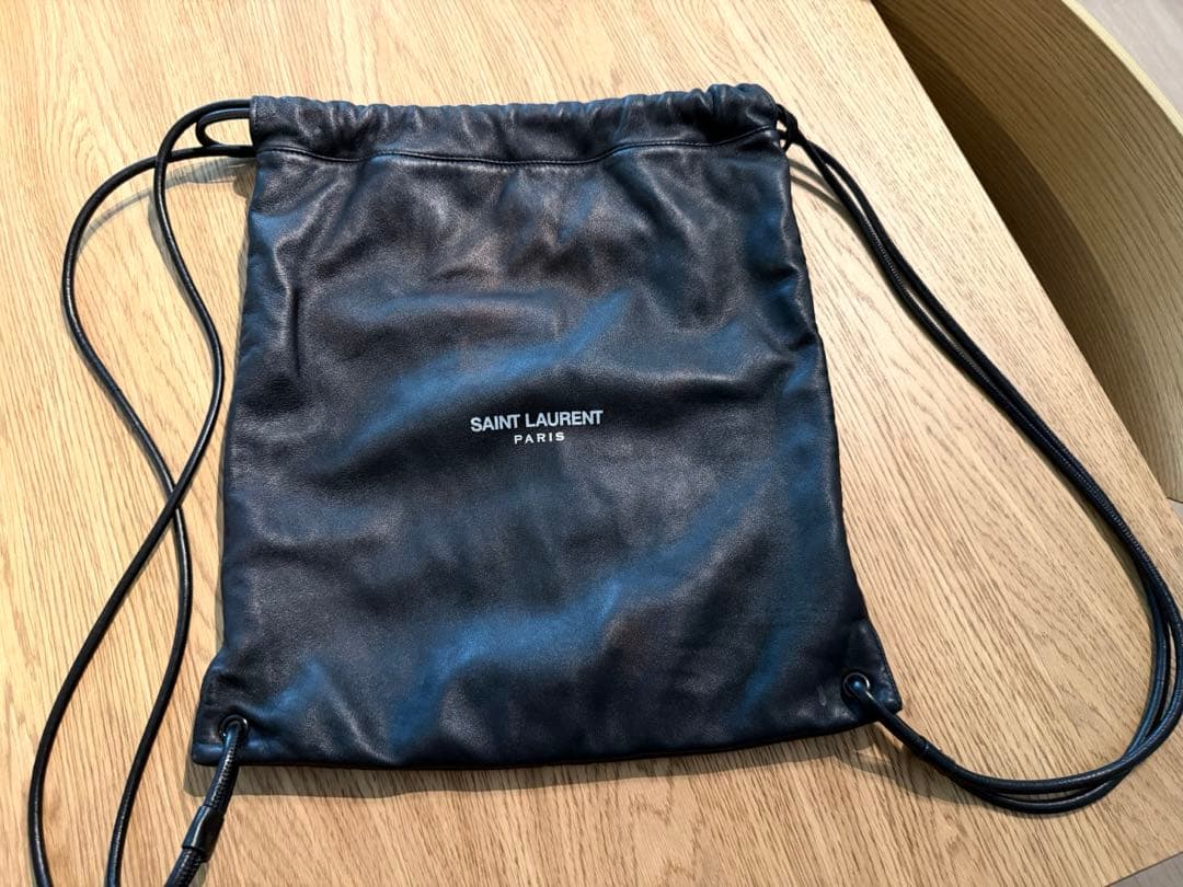 サンローラン Saint Laurent Teddy レザー巾着バッグ 黒