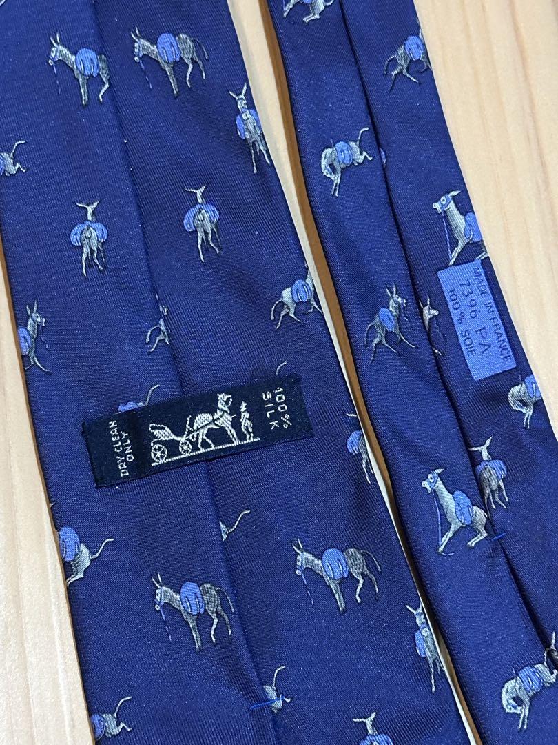 HERMES ネイビー 馬柄 ネクタイ