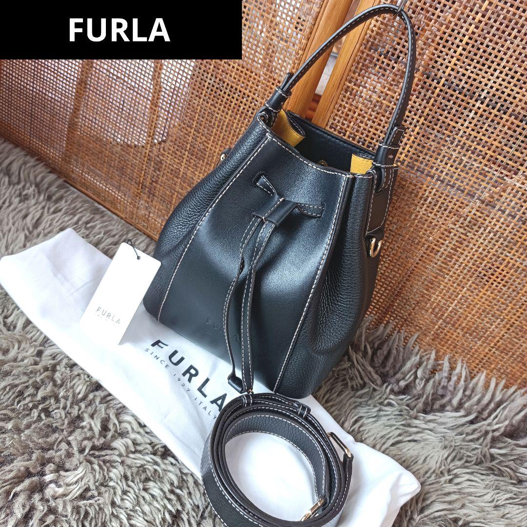 FURLA ミアステラ 巾着 ショルダーバッグ ブラック