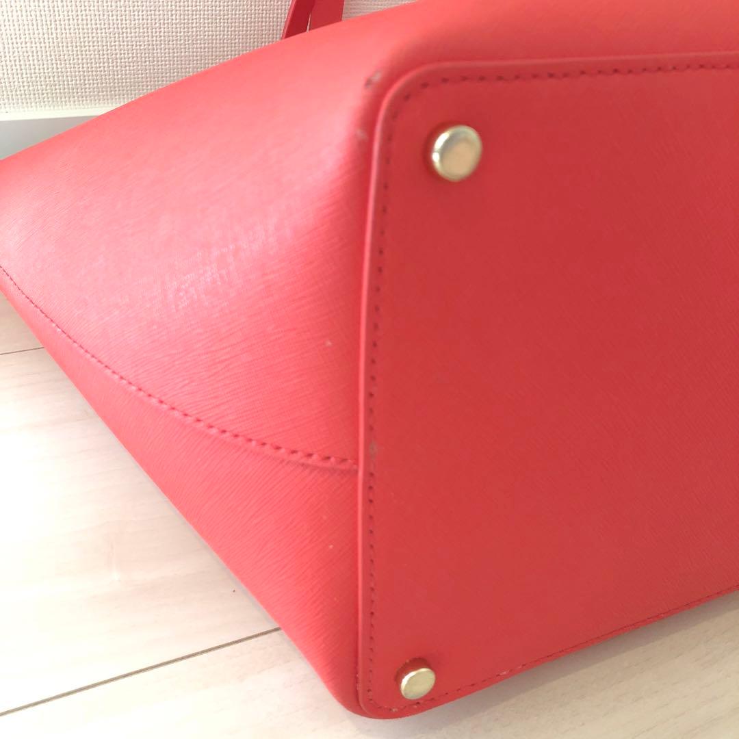 【美品】Kate spade ケイトスペード レザートートバック レッドピンク