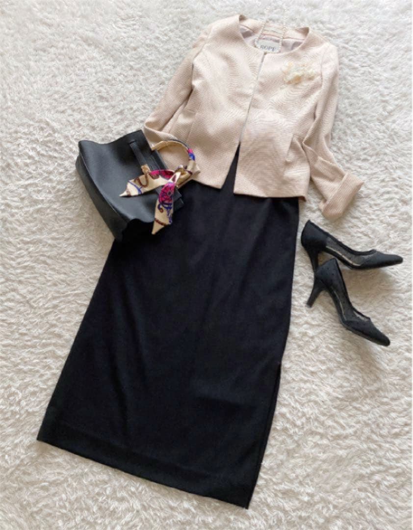 高身長ママ必見 ロペ ノーカラー ジャケット L 卒業式 入学式 超新作