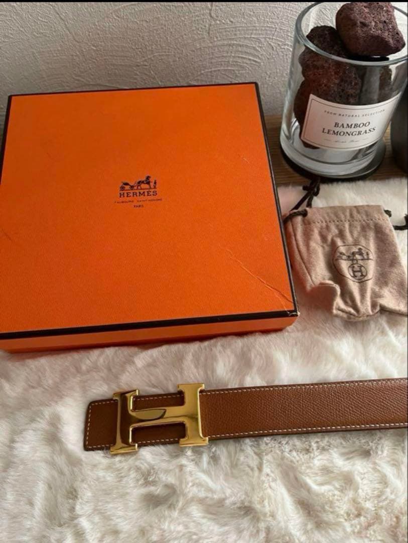 HERMES ブラウン レザー ベルト 72 HERMES ブラウンレザーベルト 72