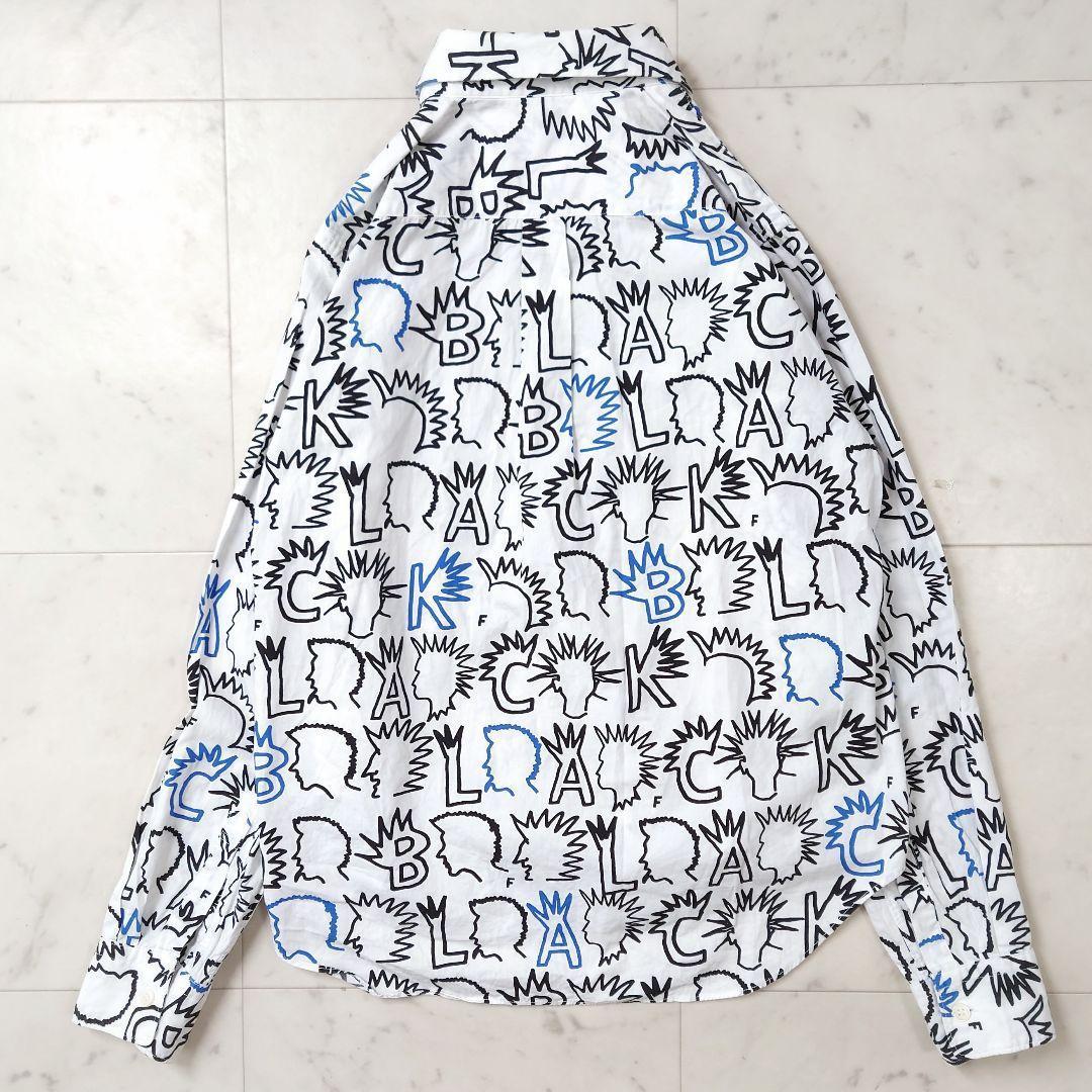 美品✨コムデギャルソン BLACK コットン モヒカン柄シャツ ホワイト 総柄