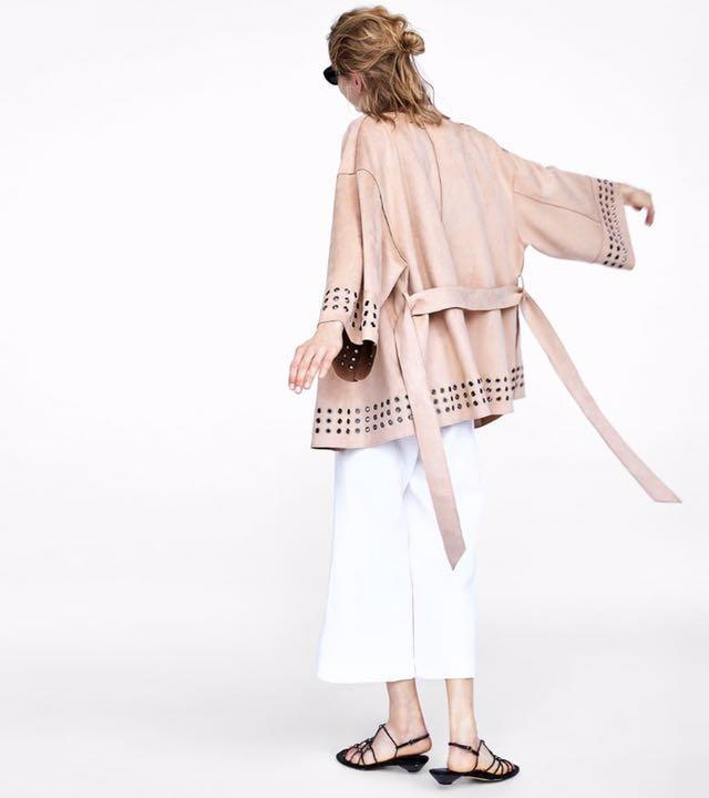 新品☆ZARA ザラ スウェードテイスト着物風ジャケット アウター