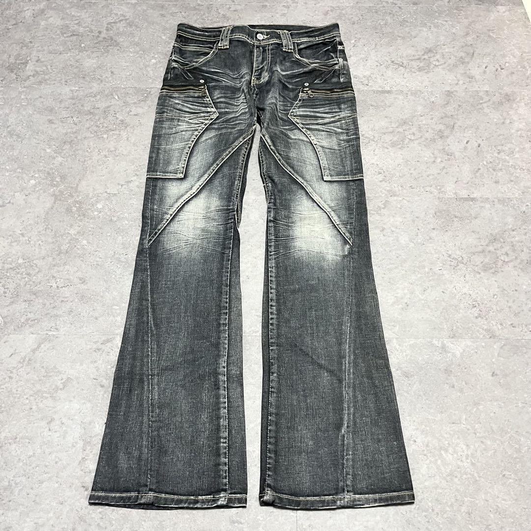パンツ 00s archive flare gimmick denim Y2K 00s archive flare denim gimmick y2k - メルカリ