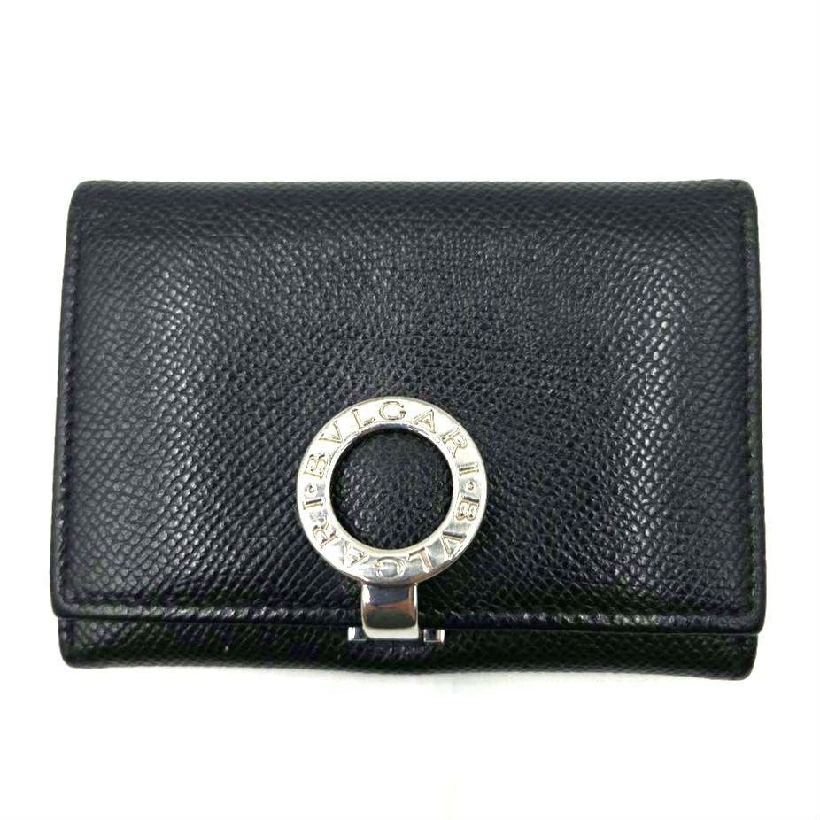 BVLGARI 名刺入れ カードケース サークルロゴ クリップ レザー