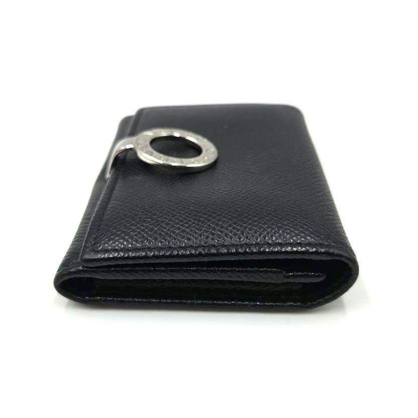 BVLGARI 名刺入れ カードケース サークルロゴ クリップ レザー ブラック