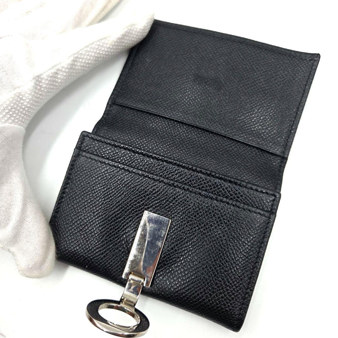 BVLGARI 名刺入れ カードケース サークルロゴ クリップ レザー ブラック