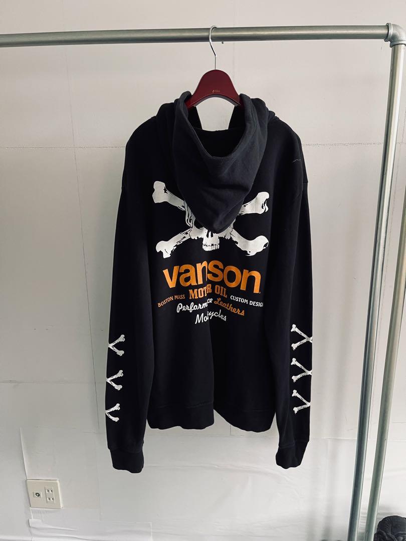 VANSON バンソン　スウェットジップパーカー　スカル　ドクロ　クロスボーンL