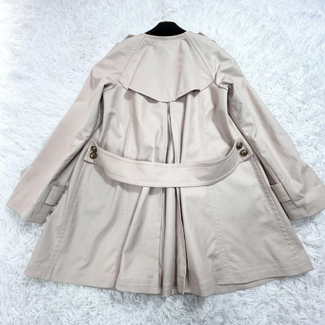 希少✨Burberry ノーカラー コートベージュ ノバチェック ロゴボタン