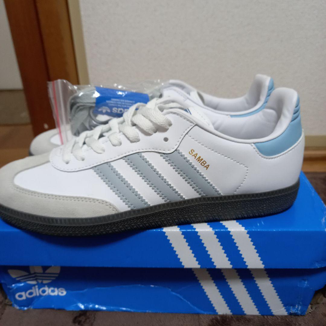 adidas Samba ホワイト/ブルー 26,5 cm