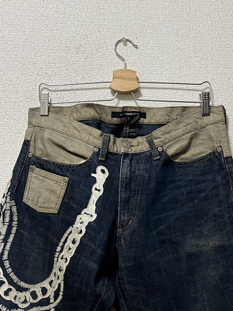 プライフォルムワークス　チェーンプリント　ドッキングデニム　/M　軽ダメージ加工