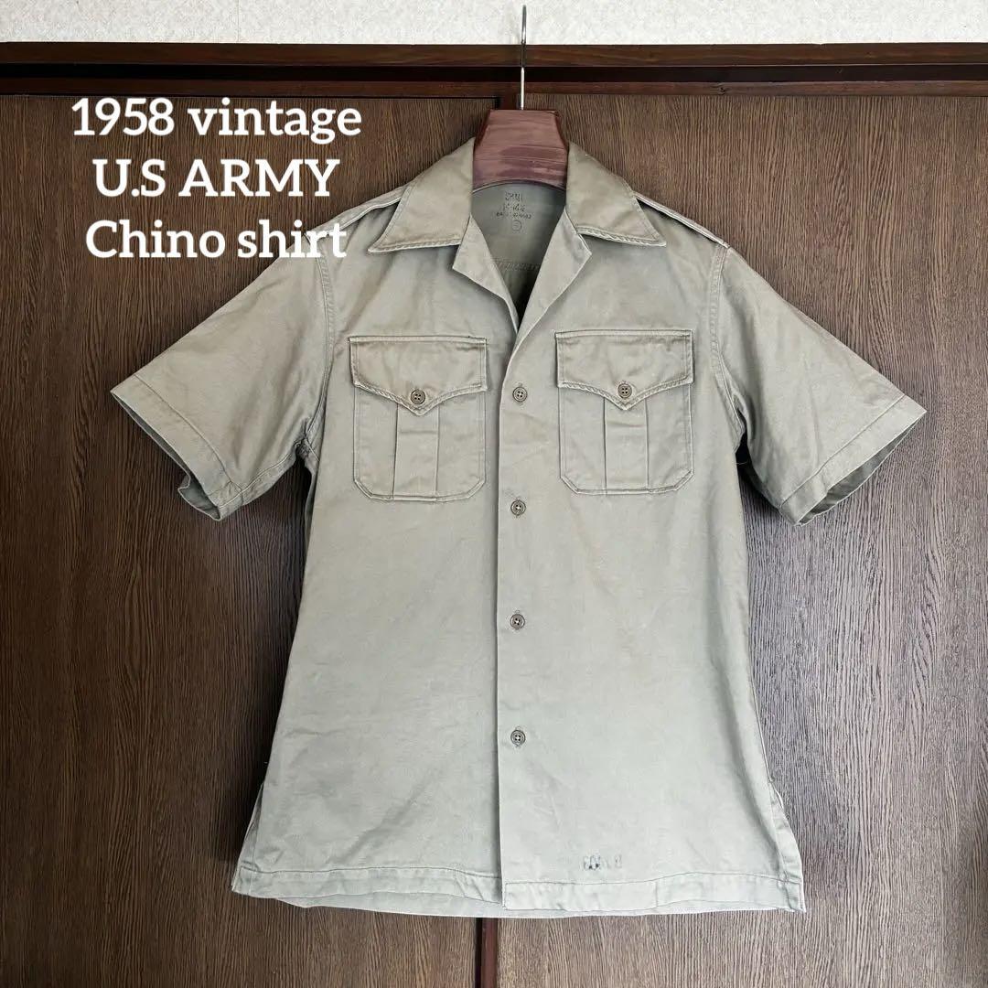 米軍 実物 半袖 チノシャツ M 実物 新品 デッドストック 米軍 70～80's ショートスリーブ