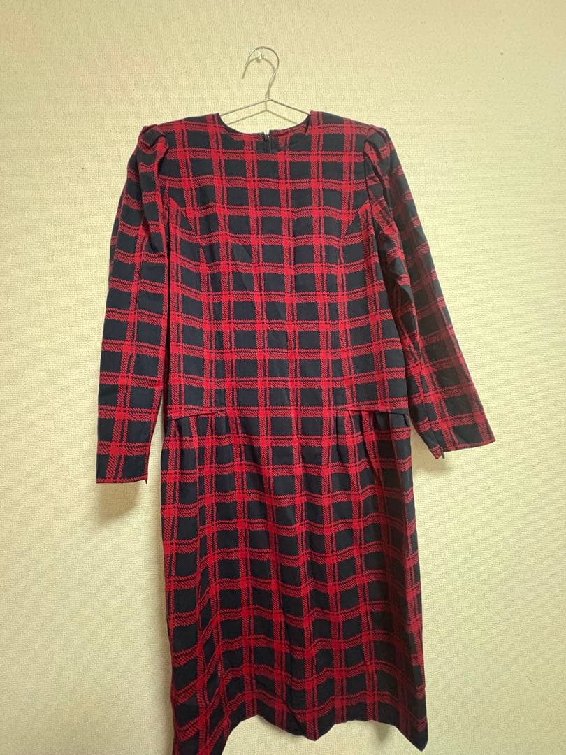 NINA RICCI チェック柄長袖ワンピース サイズ9 SIZE NINA RICCI