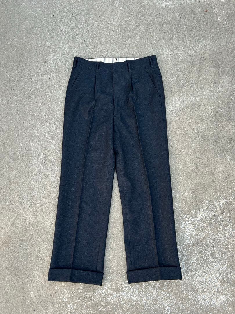 50s 60s ウール ギャバジン スラックス ブラック 絣 赤 緑 ネップM