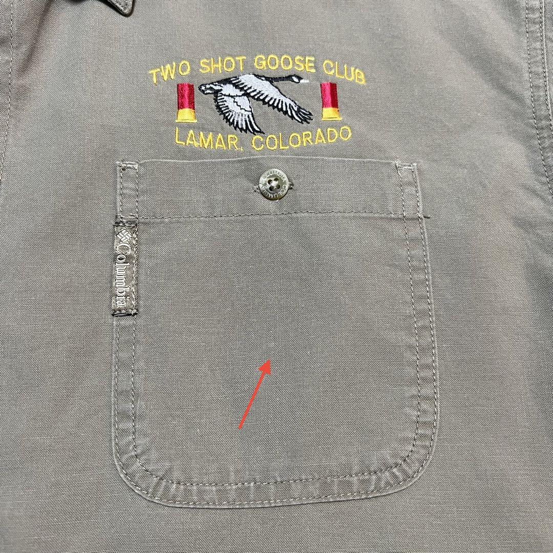 コロンビア☆ツーショットグースクラブ刺繍リアルツリーカモ柄切替ハンティングシャツ