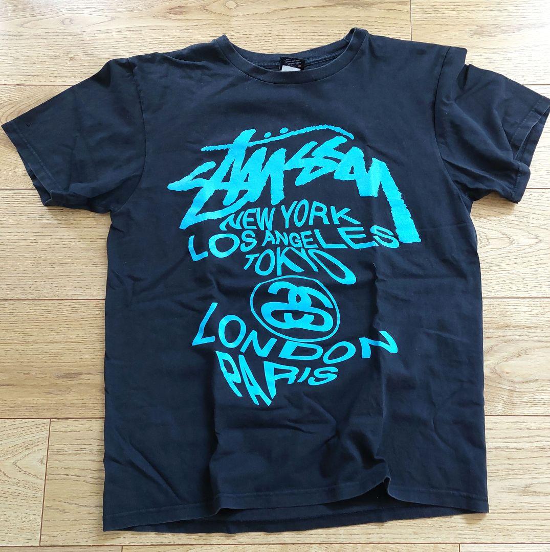 STUSSY ステューシー グラフィック プリント Tシャツ M ブラック