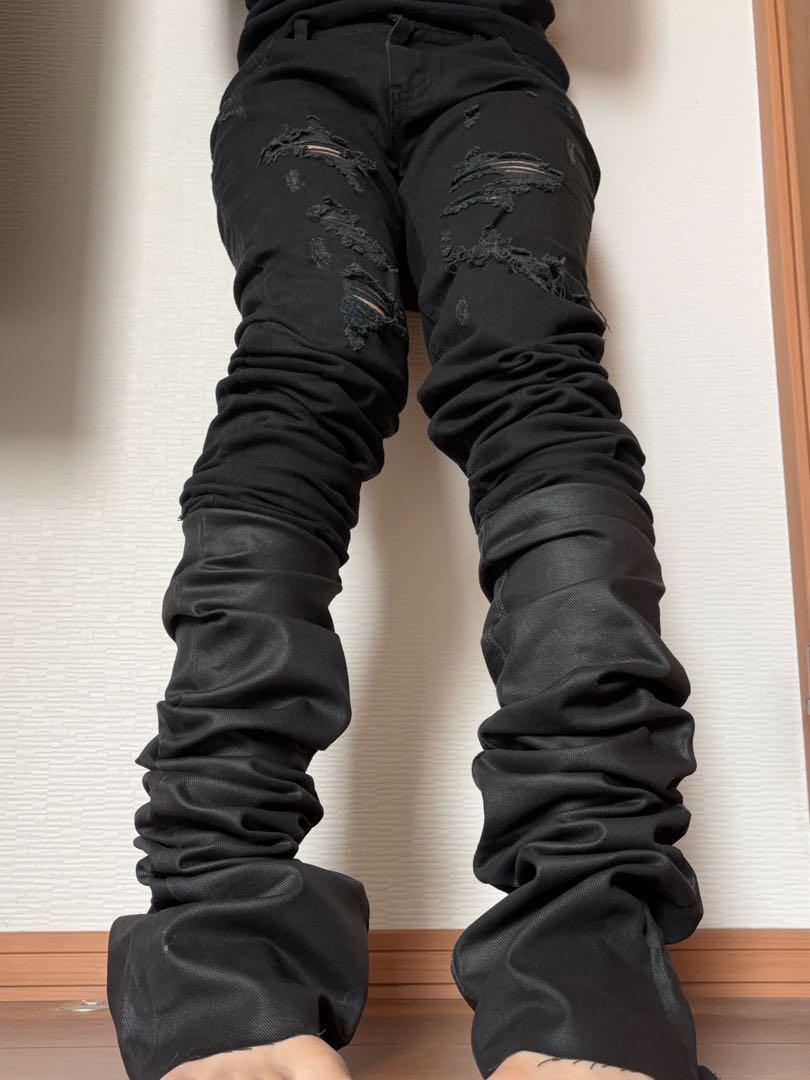 y2k grunge opium archive デニム フレア ブーツカット y2k opium black denim boots cut 2000's - メルカリ