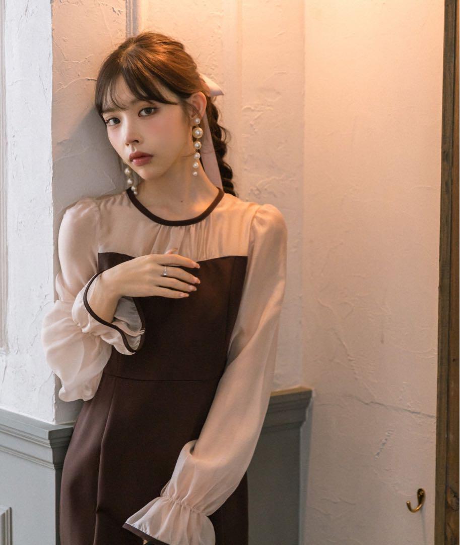 OLIVE des OLIVE 後ろリボンドッキングワンピース