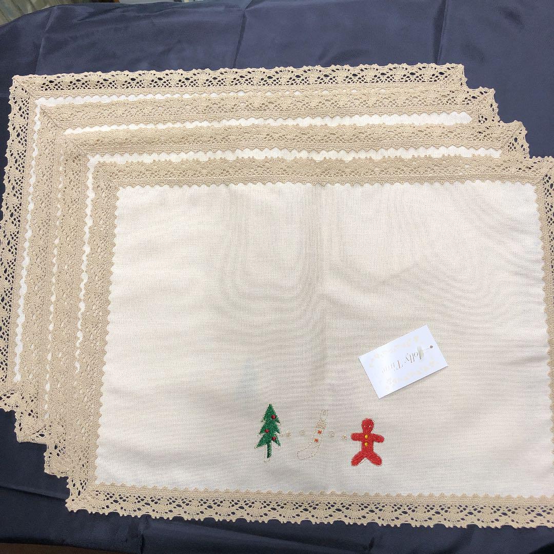 4枚セット☆ブルーミング中西☆クリスマステーブルマット☆ベージュ☆32×45cm