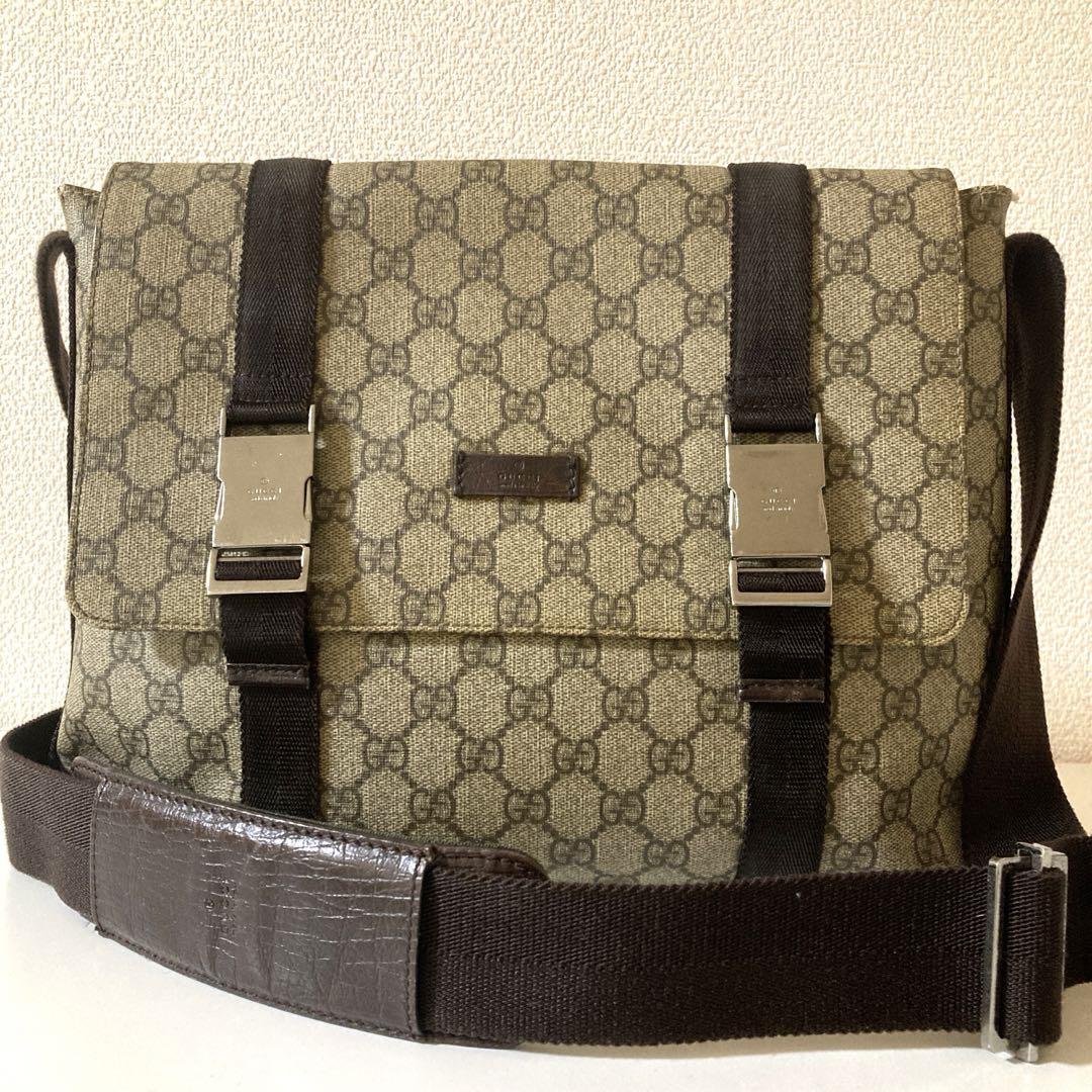 GUCCI グッチ GGスプリーム ショルダーバッグ PVC メンズ