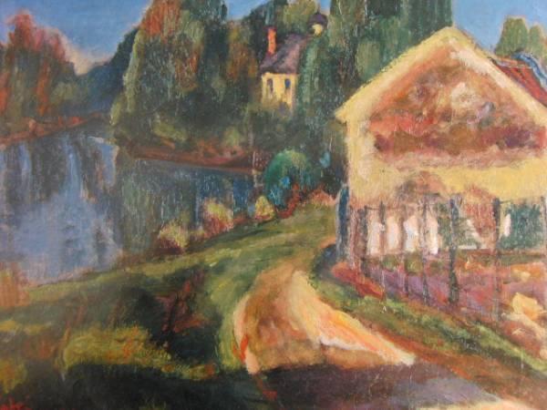 24時間限定タイムセール 鍋井克之、パリ郊外ベトイユ風景、希少画集画、新品額装付 絵画