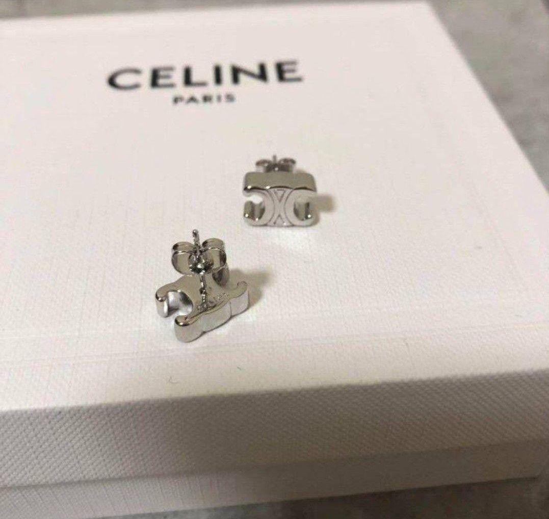 刻印あり✬　セリーヌ　トリオンフ　ピアス　CELINE　SILVER CELINE】 セリーヌ トリオンフ ピアス SILVER 刻印あり - メルカリ